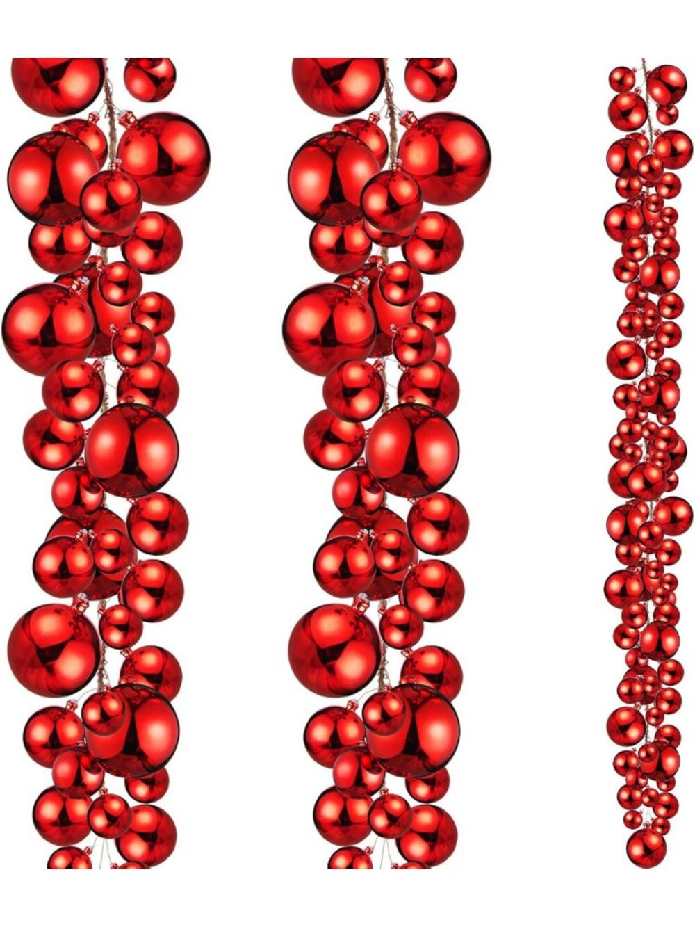 6ft Red Christmas Ball Ornament Garland - Set of 2, Holiday Decor, Festive Home
